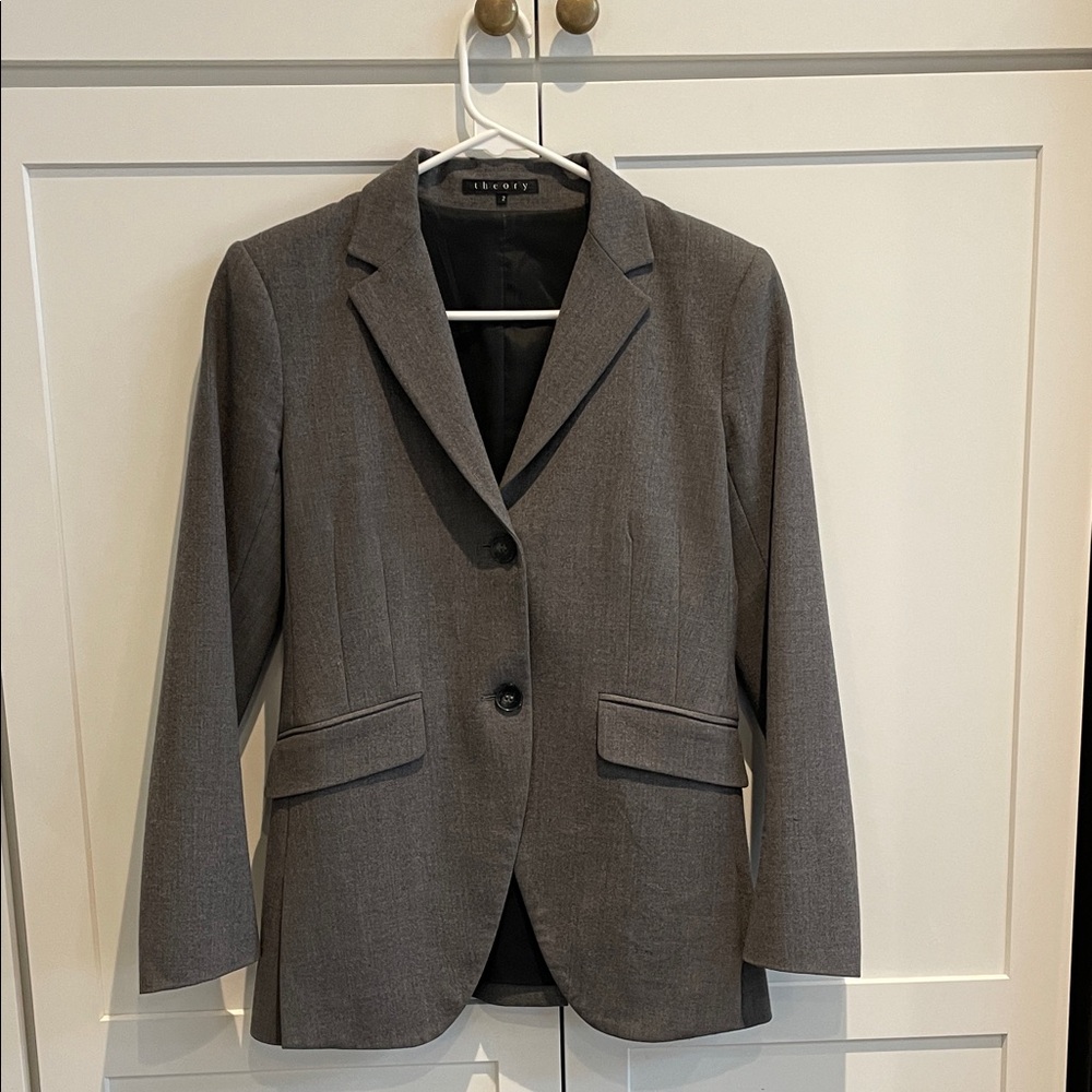Theory Wool Charcoal Gray Blazer women's size 2